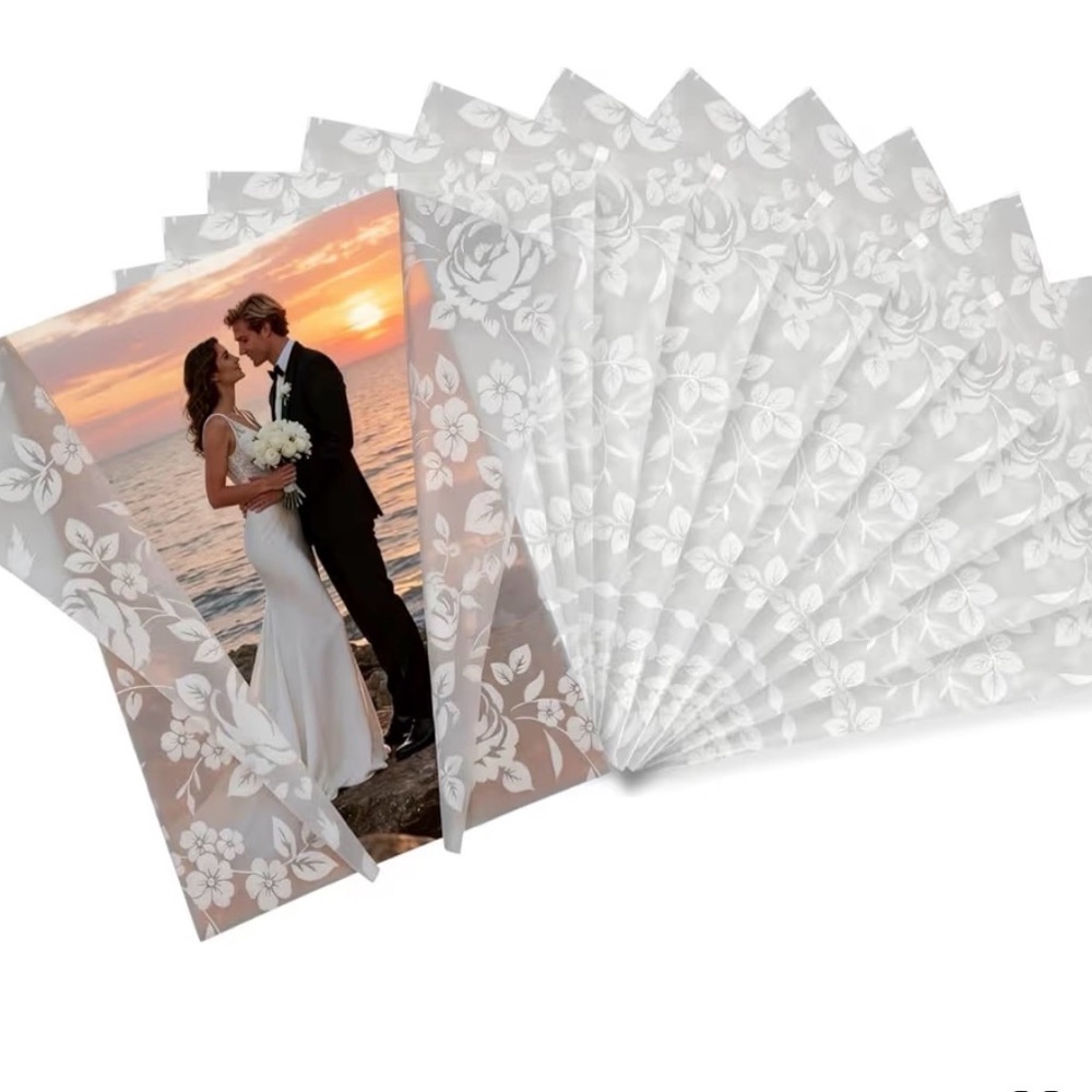 Vellum Jackets White Flower Pattern for Wedding Invitations 115GSM - NEW 50 pack